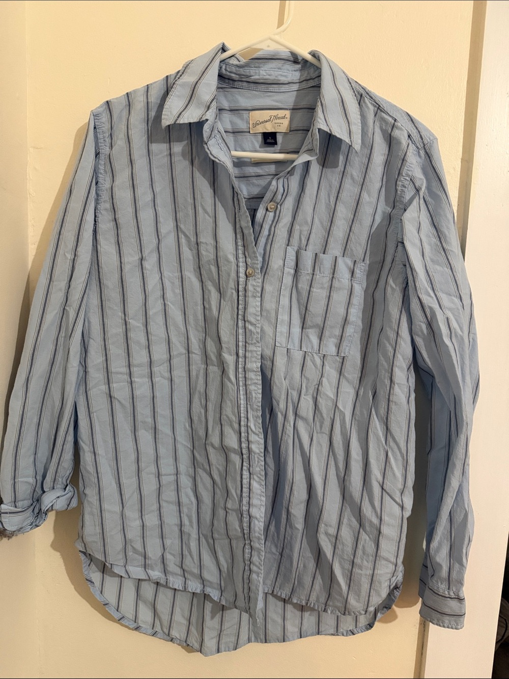 Universal Thread Pale Blue Shirt with Navy Stripes
